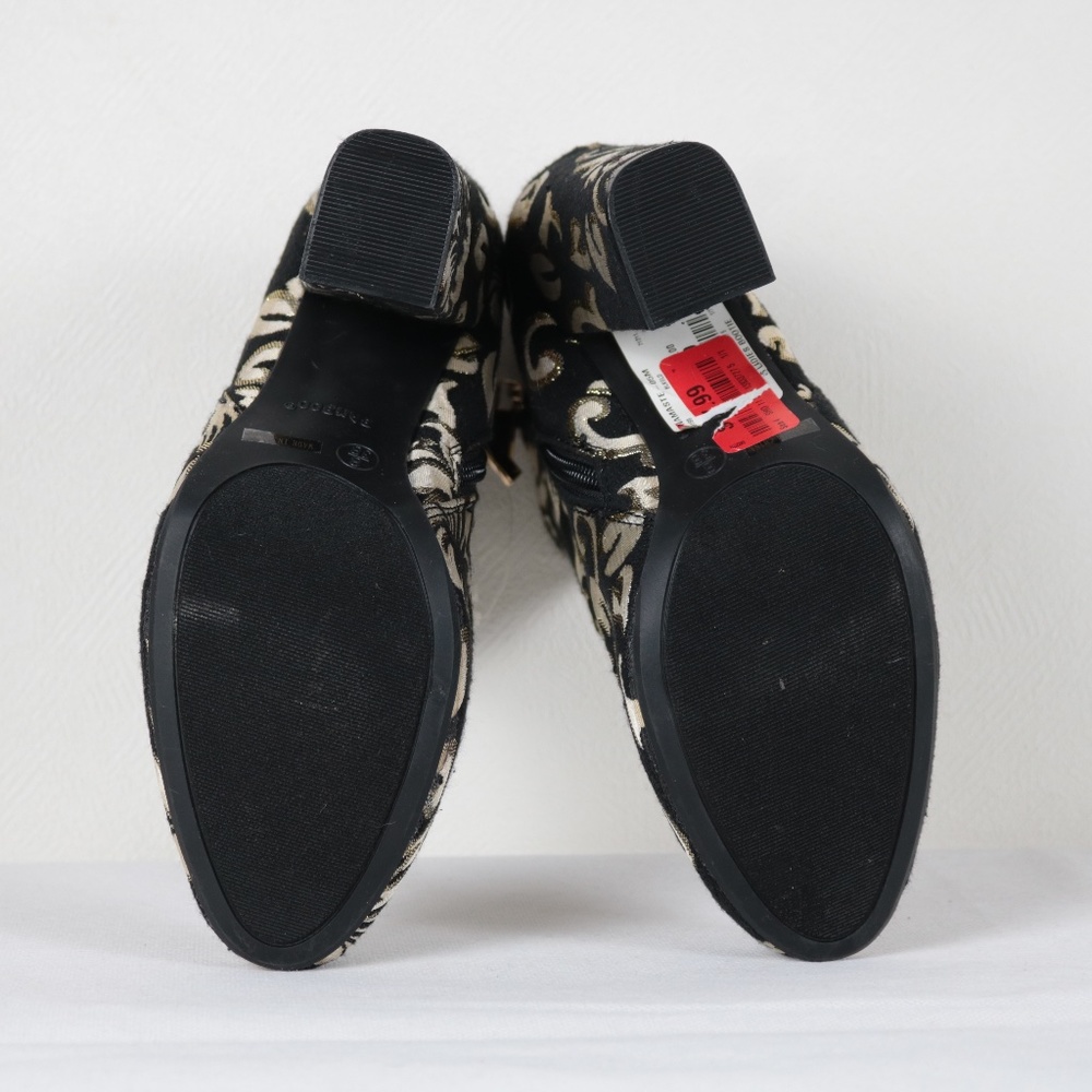 NWT Bamboo Nameste Womens Black Gold Floral Ankle Block Heel Booties Size 8 - Picture 5 of 8